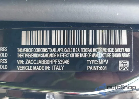 2017 Jeep Renegade Altitude Fwd from USA, damaged, VIN ZACCJABB0HPF53946